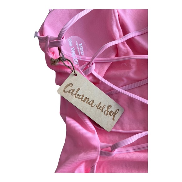 CASA DEL SOL BARBIECORE PINK CRISSCROSS OPEN BACK ONE PIECE SMALL NWT - Picture 6 of 8